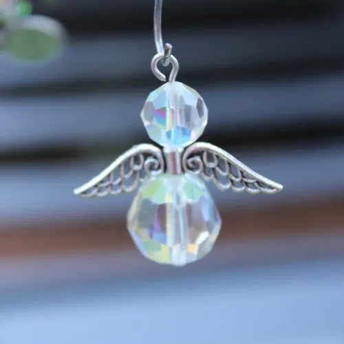 1 breloque pendentif "ange"  crystal  ab - 35 mm (cristal tchèque)