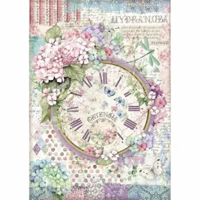 1 feuille de papier de riz 21 x 29,7 cm découpage collage stamperia hortensia 4468