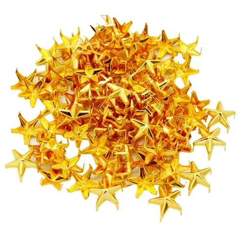 10 rivets spikes clous griffes forme étoiles doré 12 mm