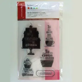 5 tampons silicone clear stamp amour gourmand en planche 14cm artemio mod23