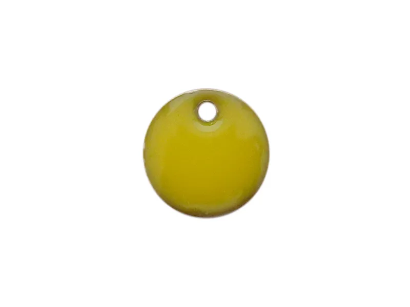 Acheter Breloque ronde émaillée - jaune En ligne
