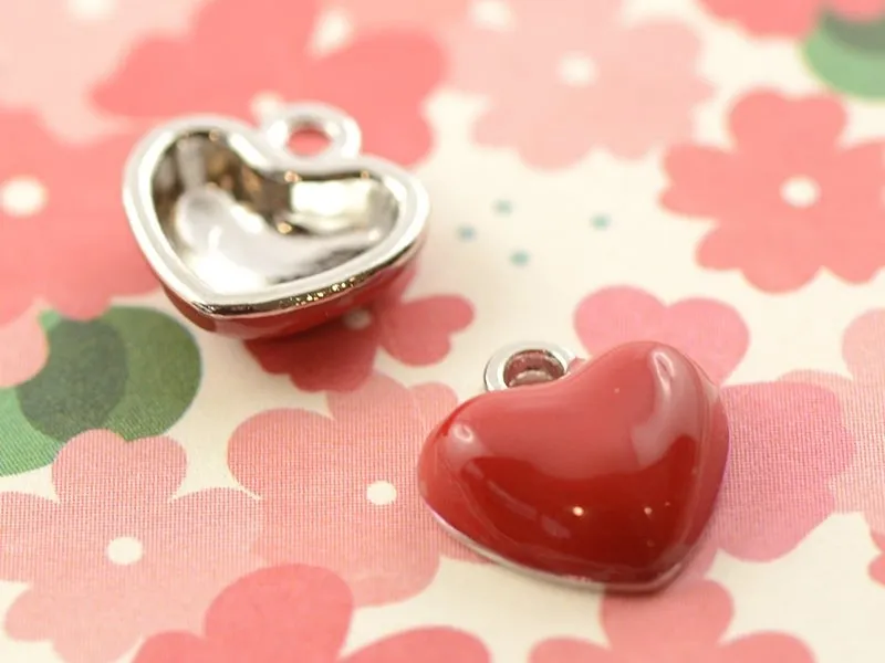Acheter breloque émaillée coeur rouge en ligne