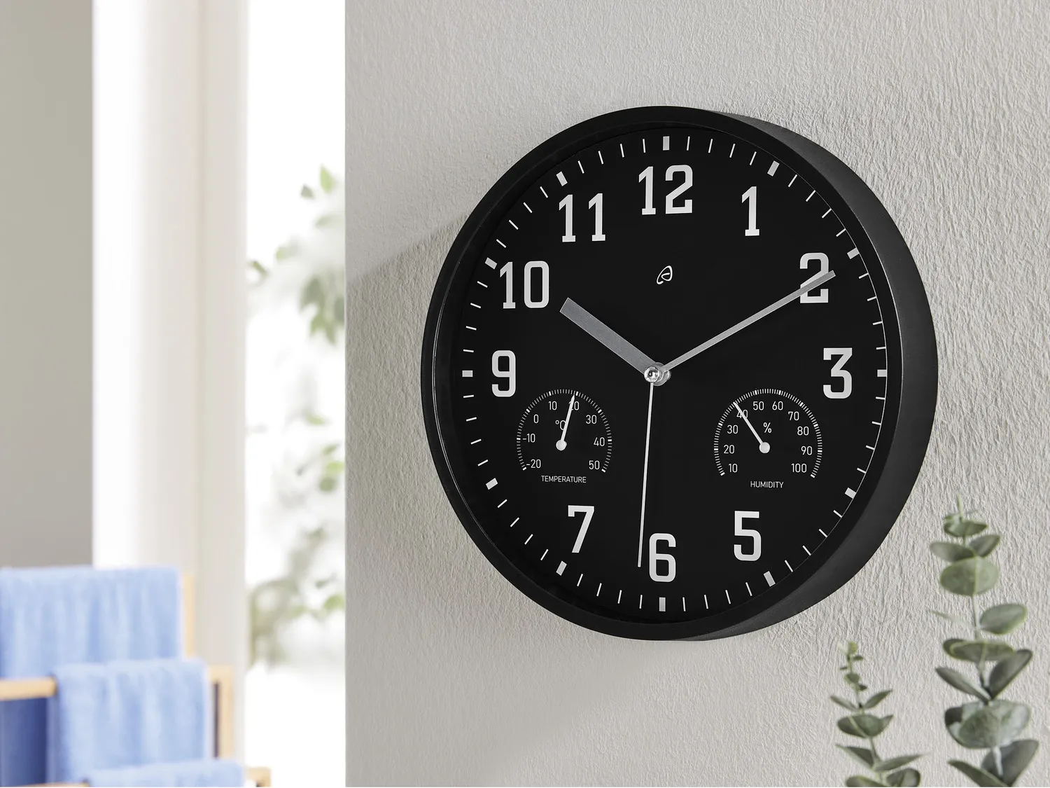 AURIOL® Horloge murale avec thermomètre et hygromètre, Ø 25 cm