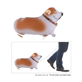 Ballons latex pas cher, ballon en forme de chien Corgi avec laisse
