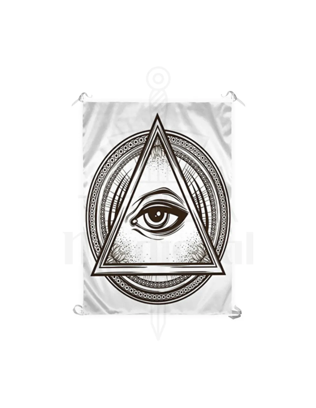 Bannière de Loge Maçonnique, Oeil Maçonnique (70x100 cm.) ⚔️ Boutique Épées