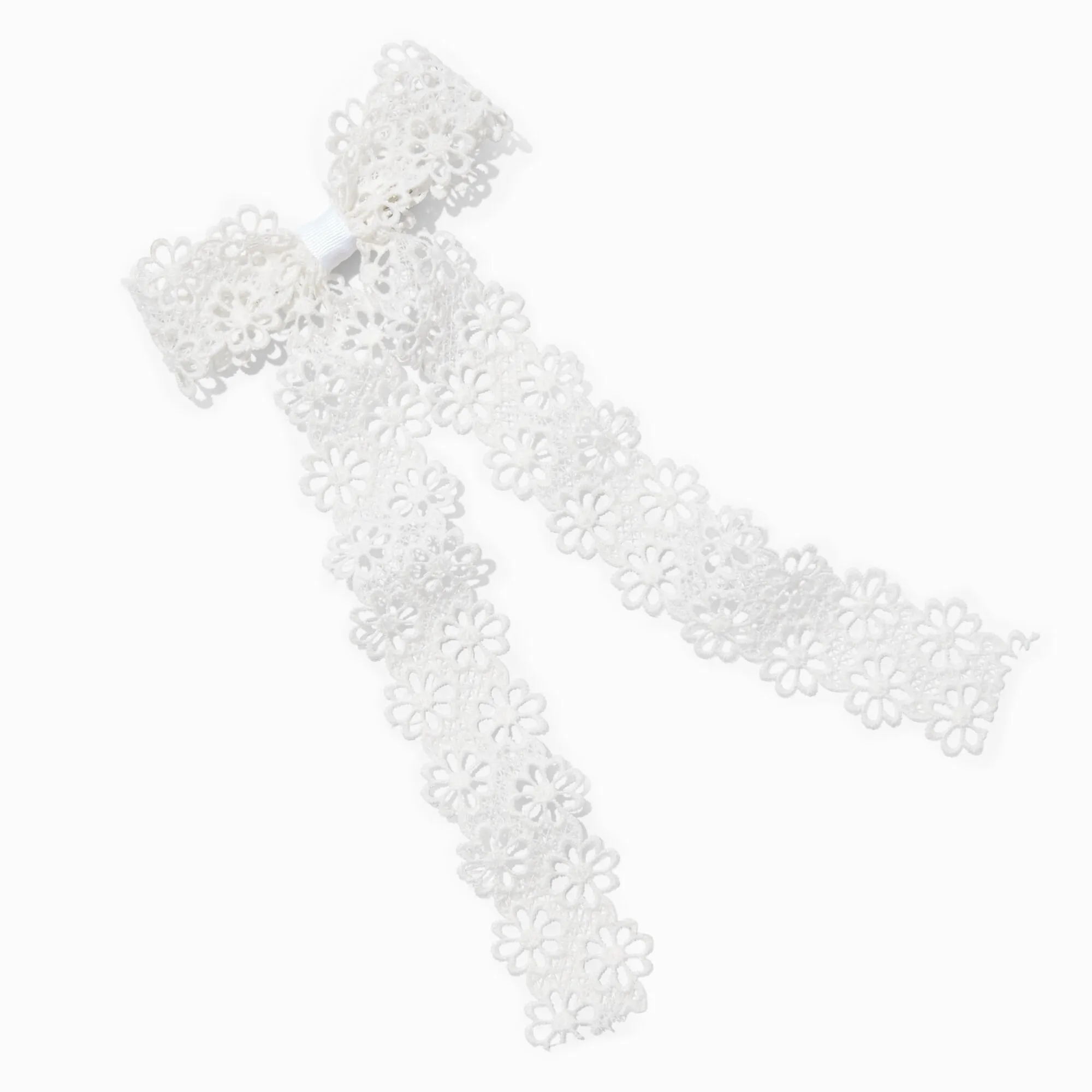 Barrette à nœud avec marguerites dentelle blanche