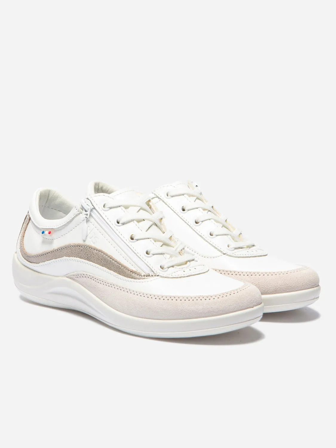 Baskets Femme Fabriquées en France Dessus Cuir Blanc tbs