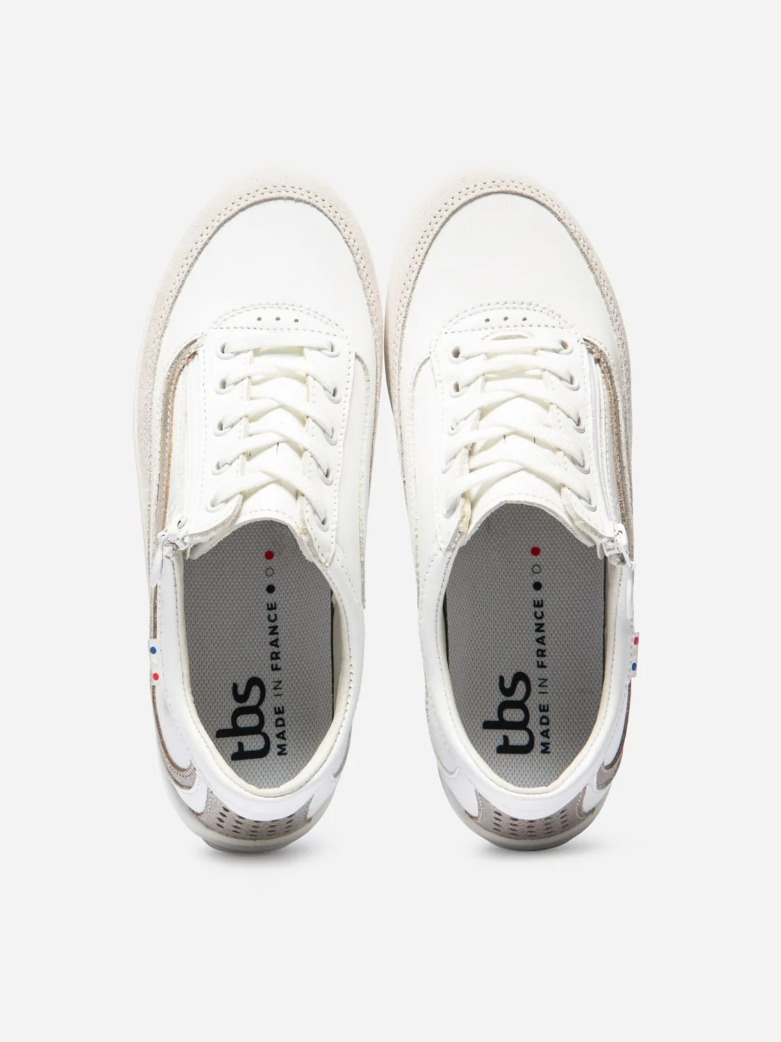 Baskets Femme Fabriquées en France Dessus Cuir Blanc tbs