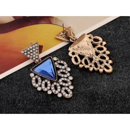 Bijoux d'oreilles bleu cristal