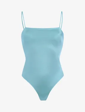 Body satiné à côtés échancrés - turquoise