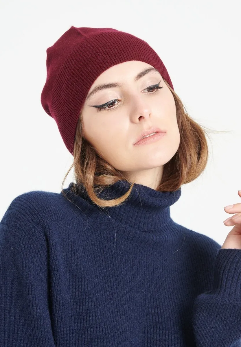 Bonnet cachemire rouge bordeaux - UNI 2