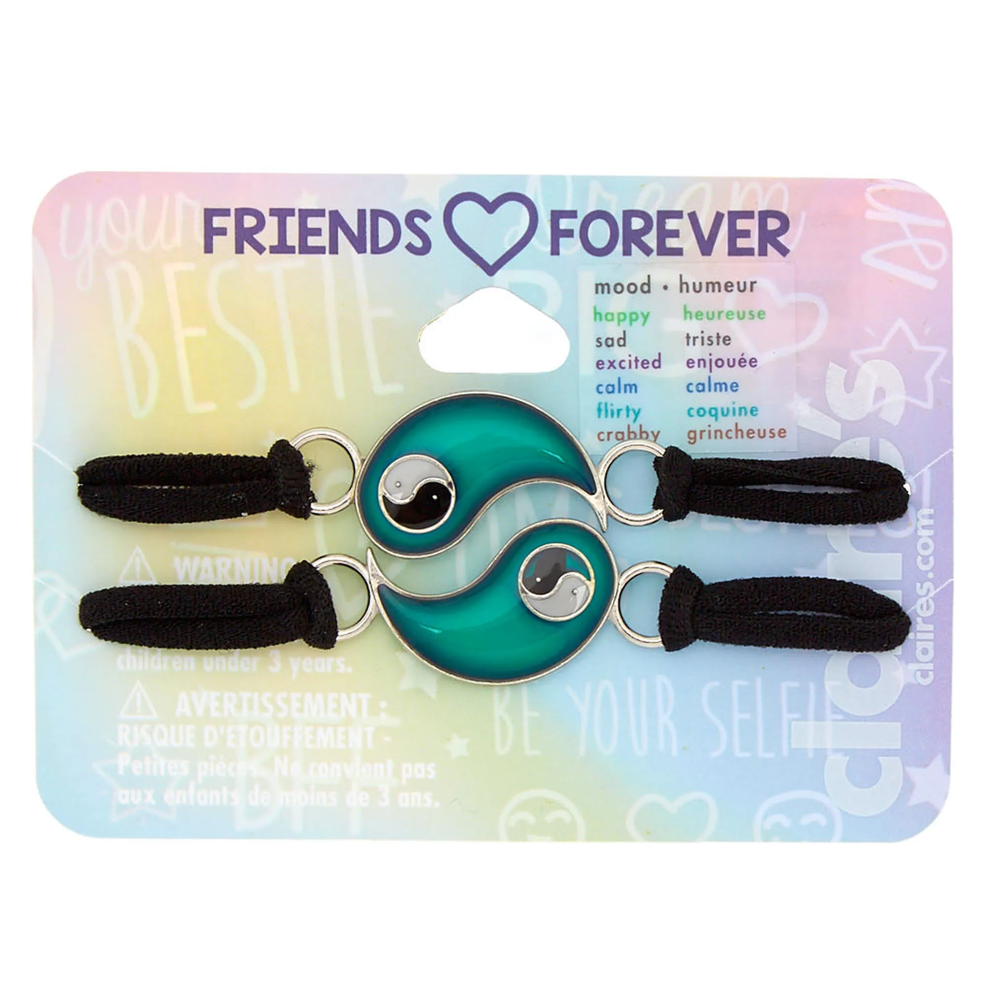 Bracelets d’humeur et d'amitié élastiques Yin Yang - Lot de 2