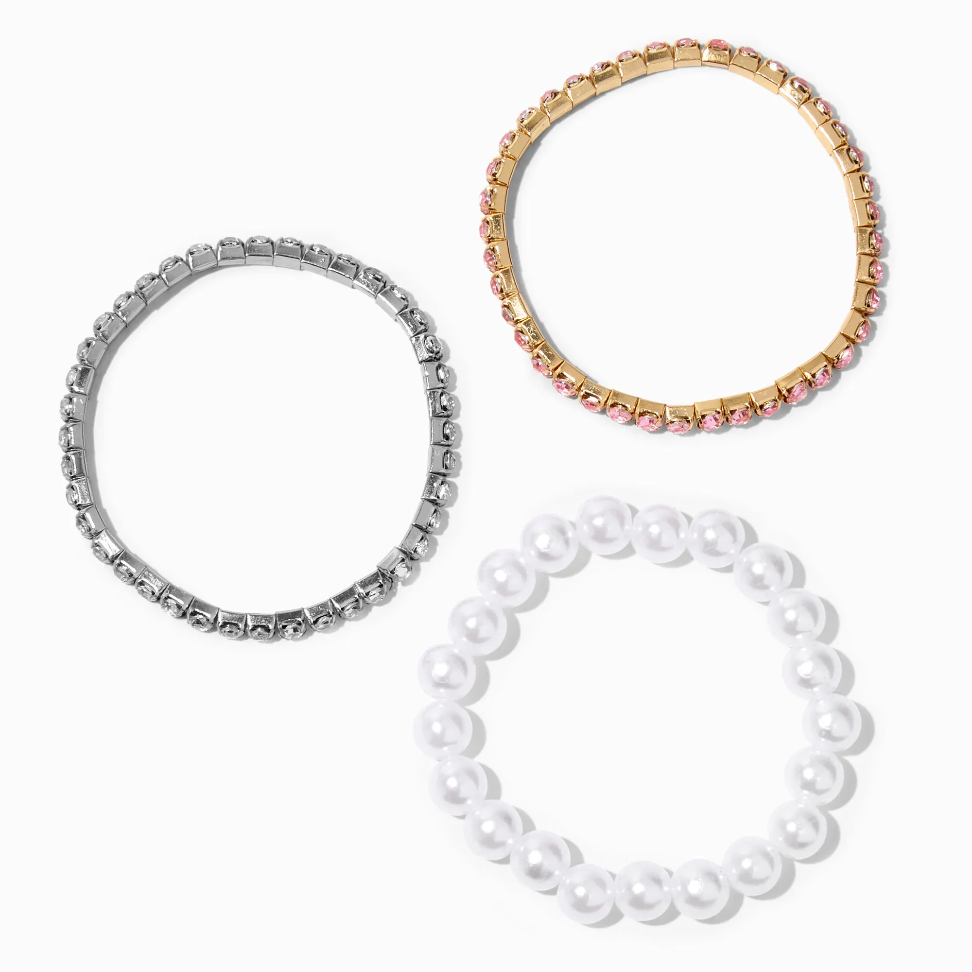 Bracelets élastiques perlés en métaux mixtes Claire's Club - Lot de 3