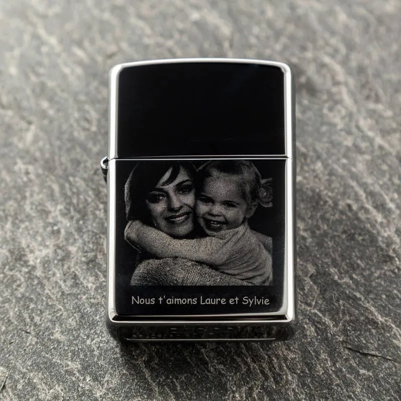 Briquet Zippo gravé avec photo