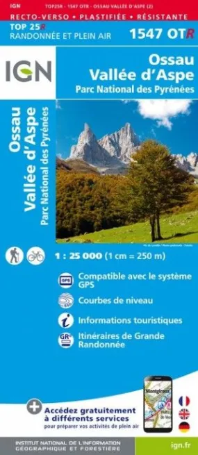 Carte 1547OTR - Ossau / Vallée d'Aspe / Parc national des Pyrénées (résistante)