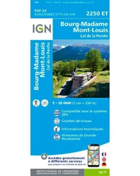 Carte ign 2250ET Bourg madame Mont louis