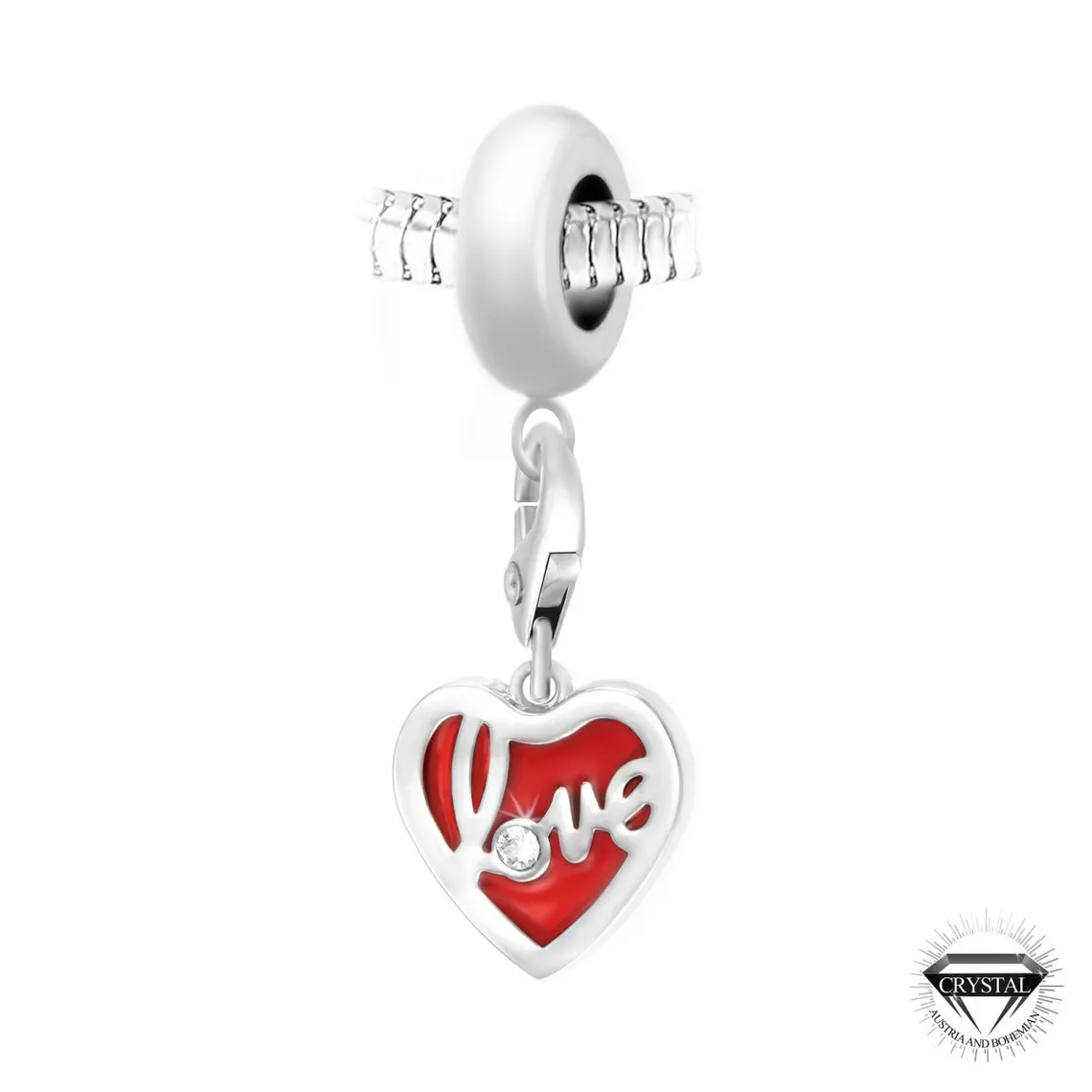 Charm perle love dans cœur orné de cristaux Swarovski par SC Crystal Paris® | 3 Suisses