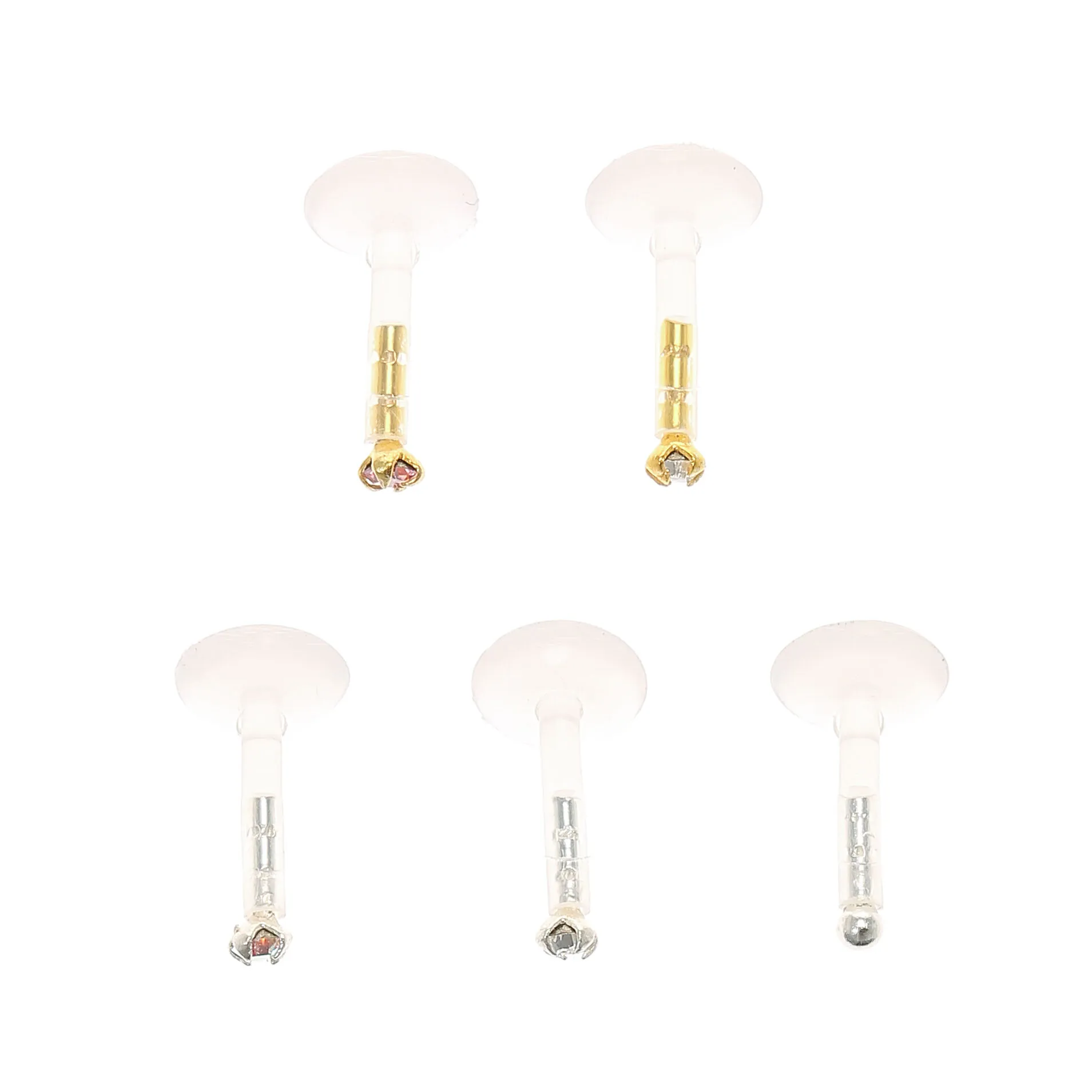 Clous arrière plat pour piercing labret basiques 1,2 mm en métaux mixtes - Lot de 5