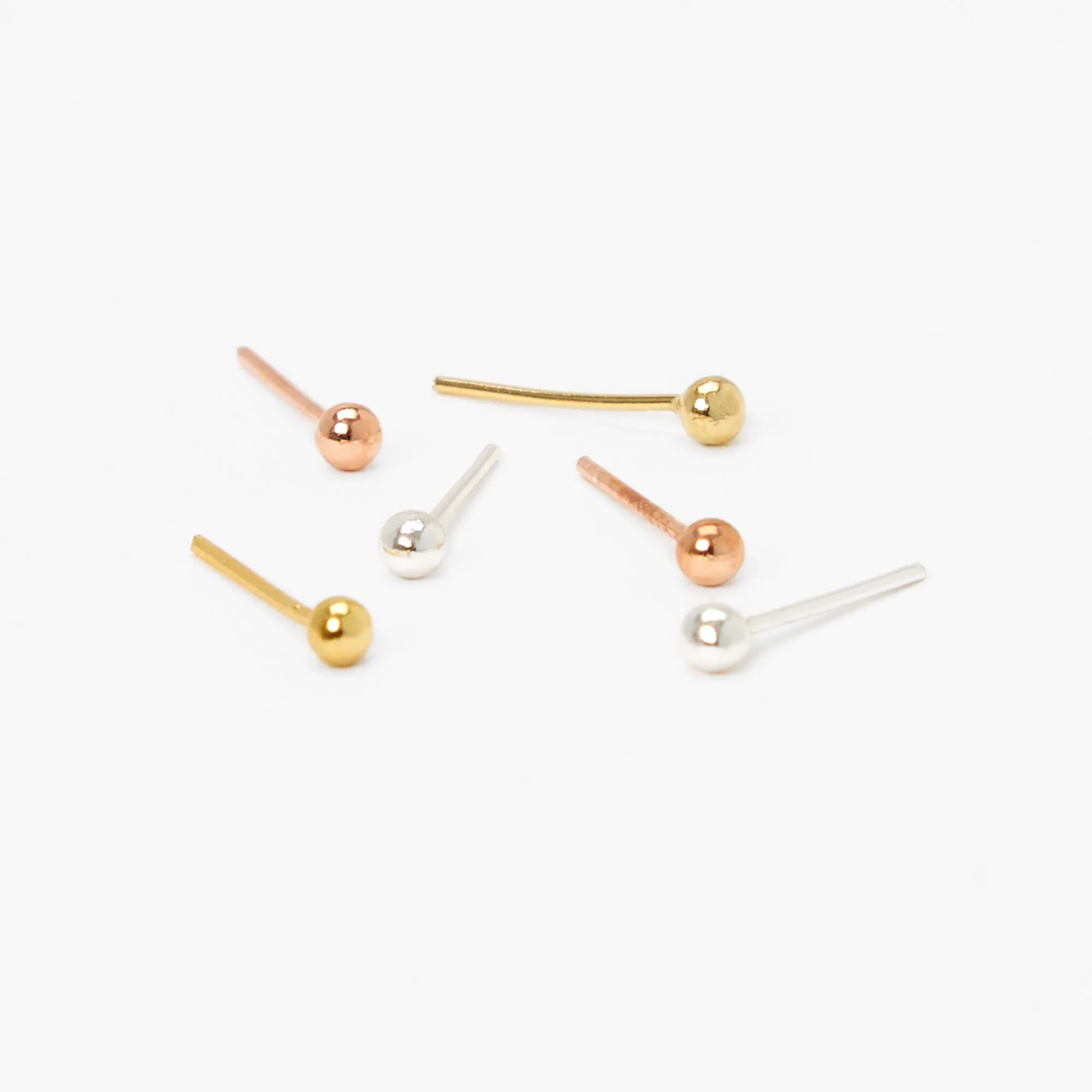 Clous de nez métalliques aux designs variés 0,6 mm - Lot de 6