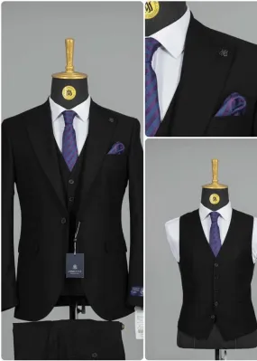 Costume 3 Pieces Noir Uni