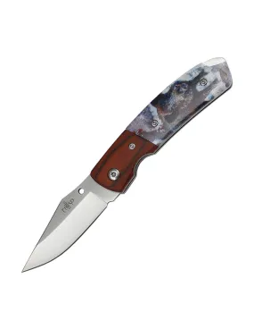 Couteau de poche de troisième marque décoré avec un manche de sanglier 3D (15,9