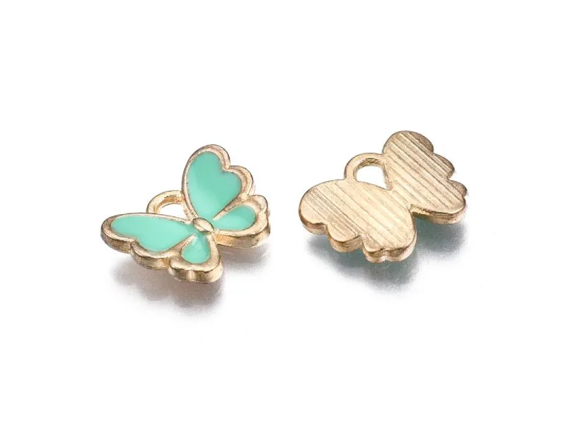 Craquez pour cette breloque émaillée en forme de papillon vert !