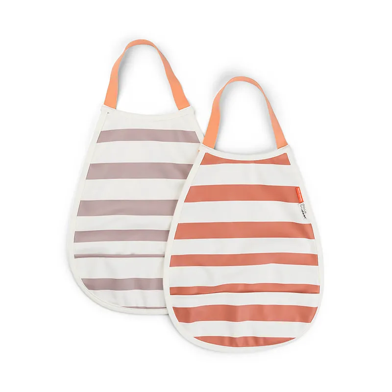 DONE BY DEER - ENSEMBLE DE 2 BAVOIRS ELASTIQUE EN POLYESTER RECYCLE PAPAYA/VIOLINE - littlecasba.com