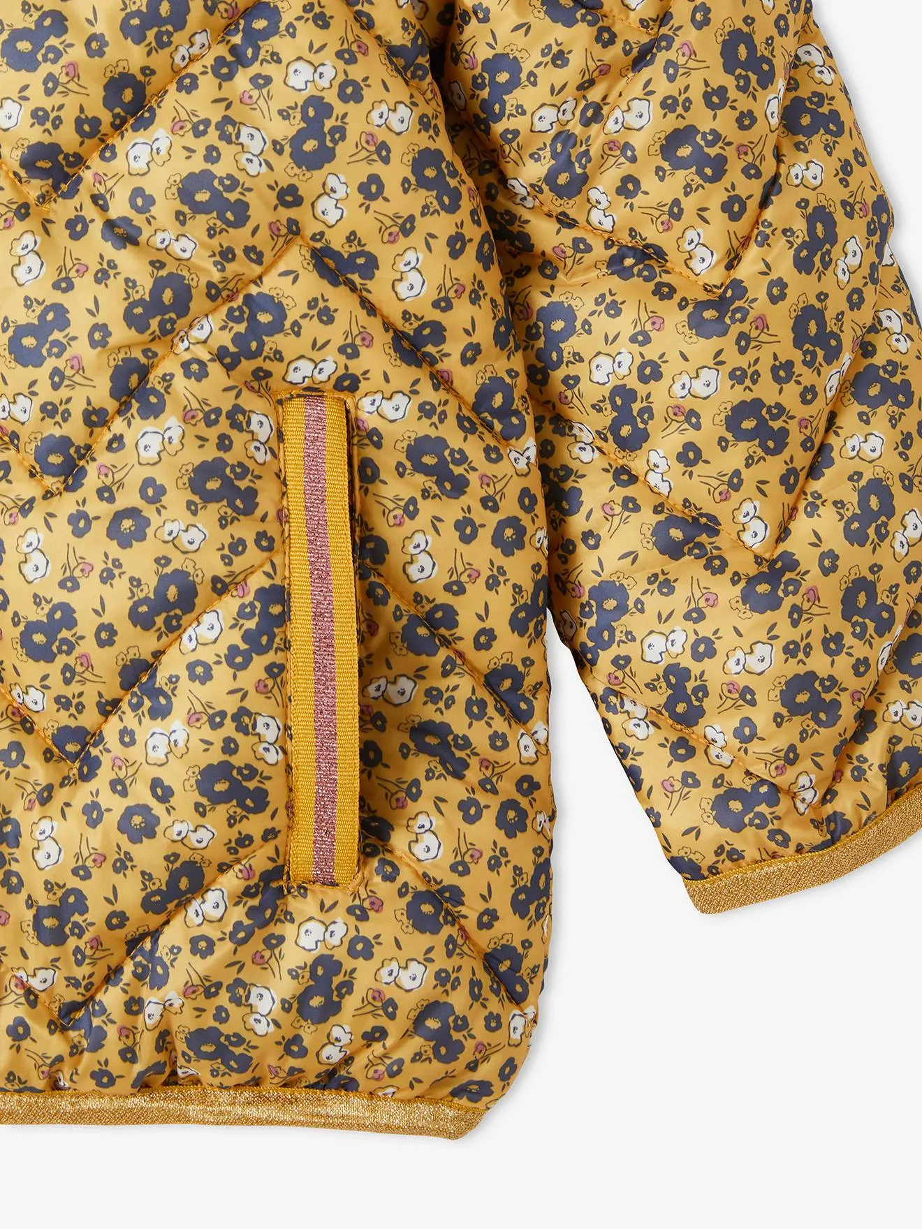 Doudoune légère à capuche fille motifs imprimés moutarde imprimé - Vertbaudet