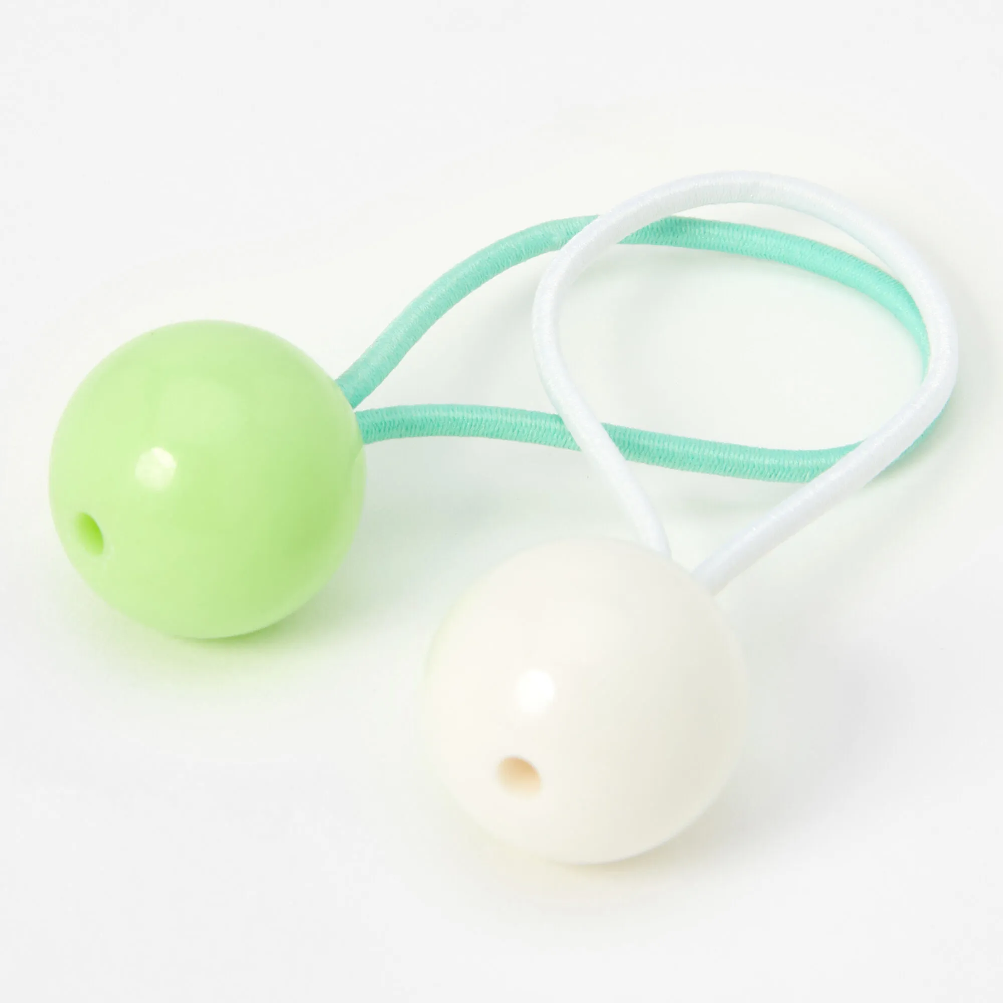 Élastiques avec perle d’imitation unique verts - Lot de 2