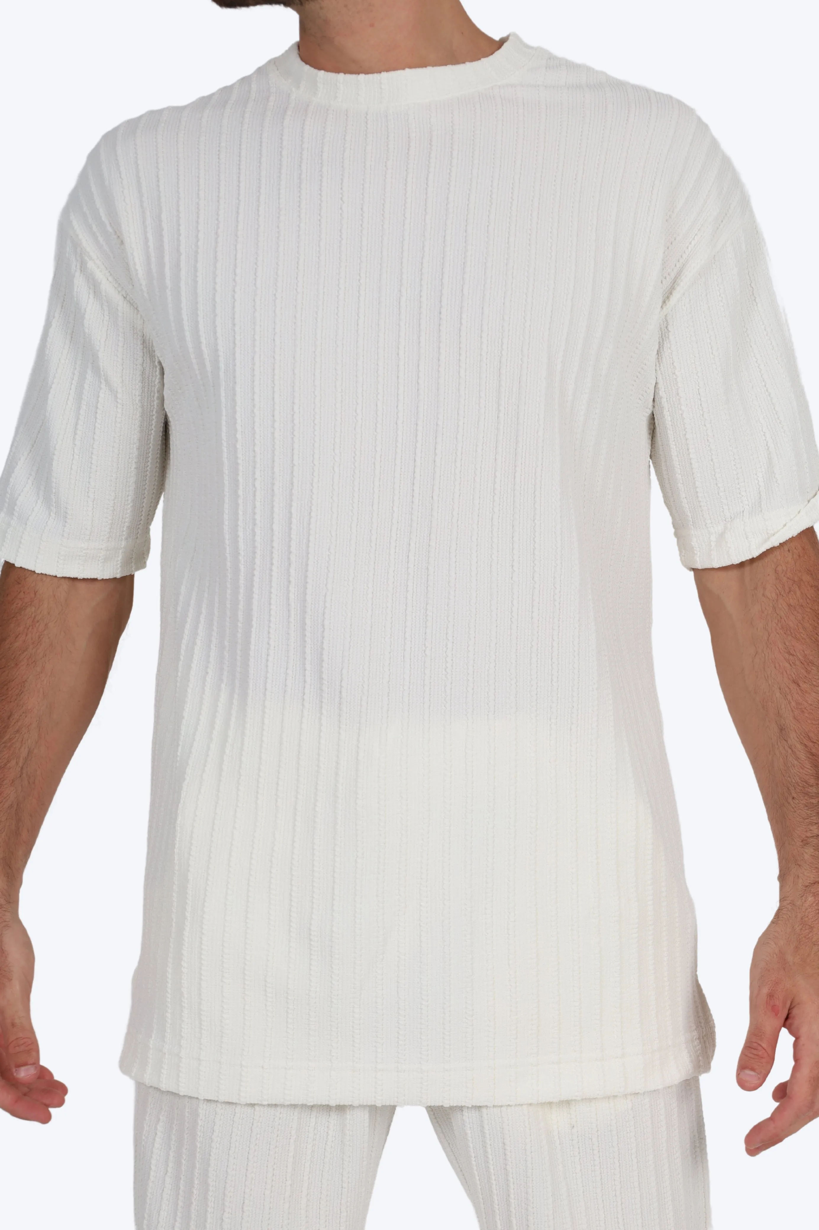 ENSEMBLE T-SHIRT RAYURES PAISSES - BLANC