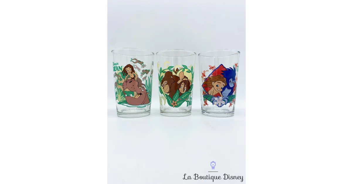Ensemble Verres Tarzan Disney vintage hippopotame Kala Terk