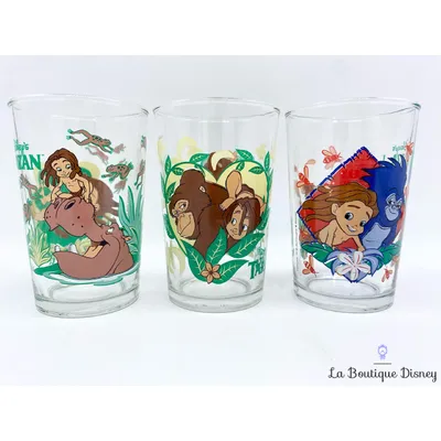 Ensemble Verres Tarzan Disney vintage hippopotame Kala Terk