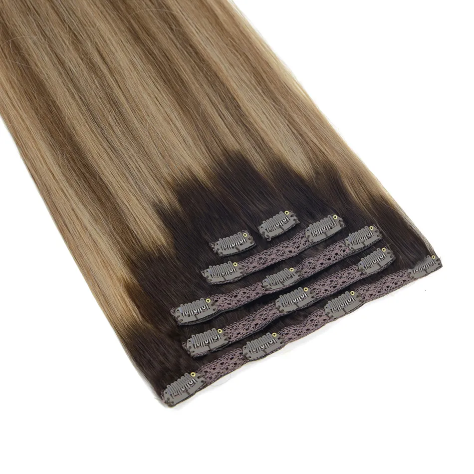 Extensions de cheveux naturels lisses avec clips