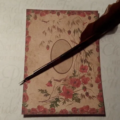 Lot de 3  cartes, images,  fonds de carte,  coquelicots, violettes, fushia, cyclamen.. cadres vintages.