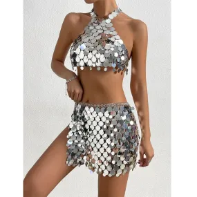 Mirror Body Sequin Tassel Ensemble