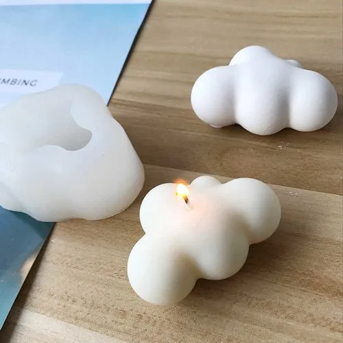 Moule silicone nuages 3d pour bougie plâtre wepam cire bougie argile polyester fimo pâte polymère k850 2g60