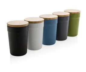 Mug publicitaire en plastique recyclé et bambou - 300ml - BAM- Vertlapub