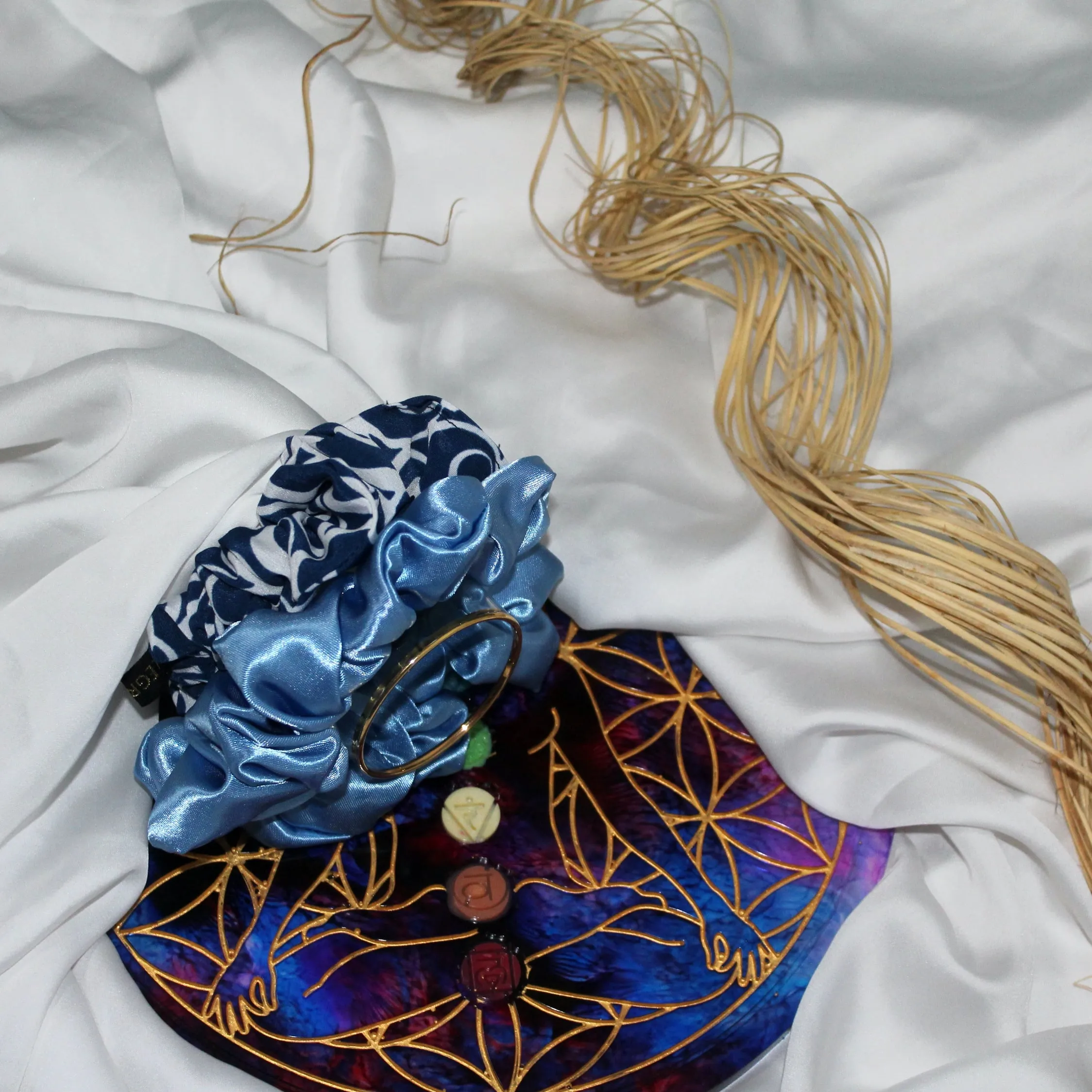 Pack Medium Scrunchies bleu & blanc - ALEGRIHEAD