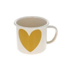 PAUSE GOUTER - PETIT MUG EMAILLE COEUR MOUTARDE - littlecasba.com