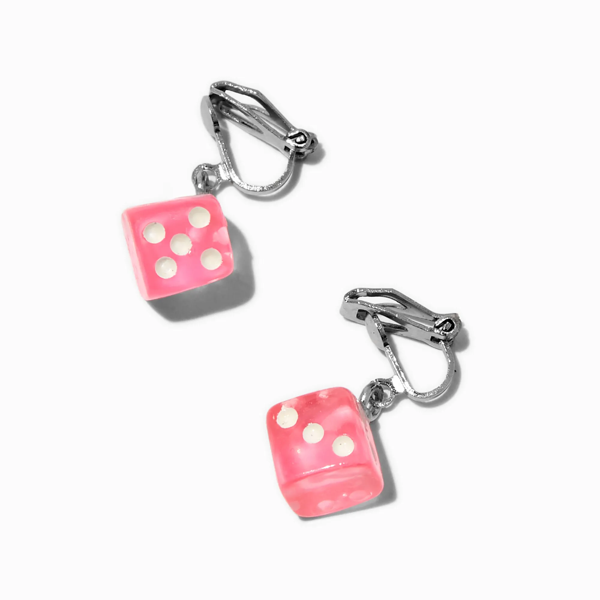 Pendantes à clip 1,5 cm dés roses