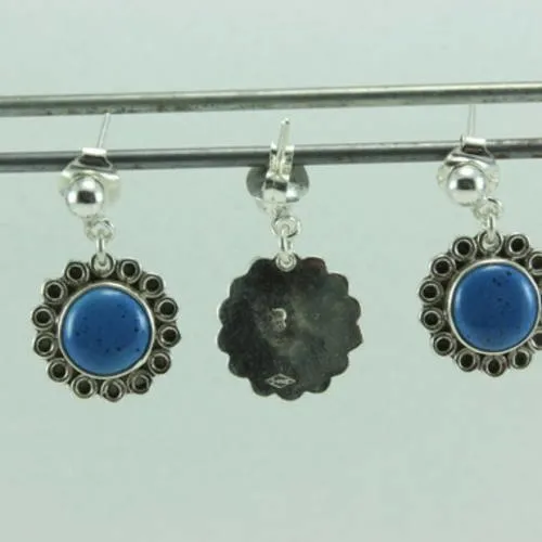 Petite boucle d'oreille bohème argent rouge,clou oreille ethnique