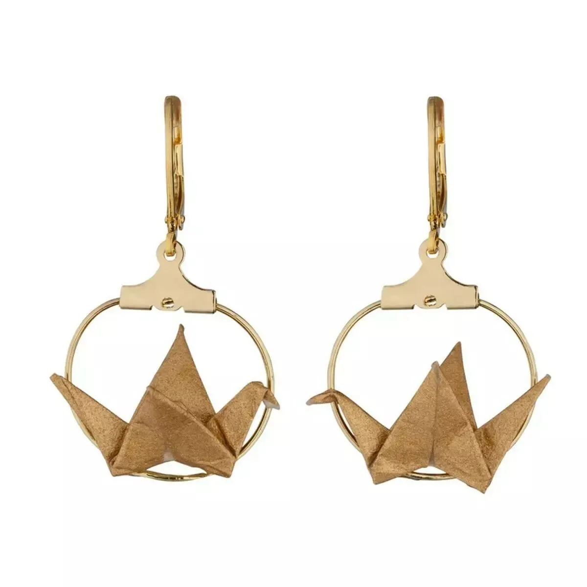 Petite créole origami dorée à grue chic Domipapiers