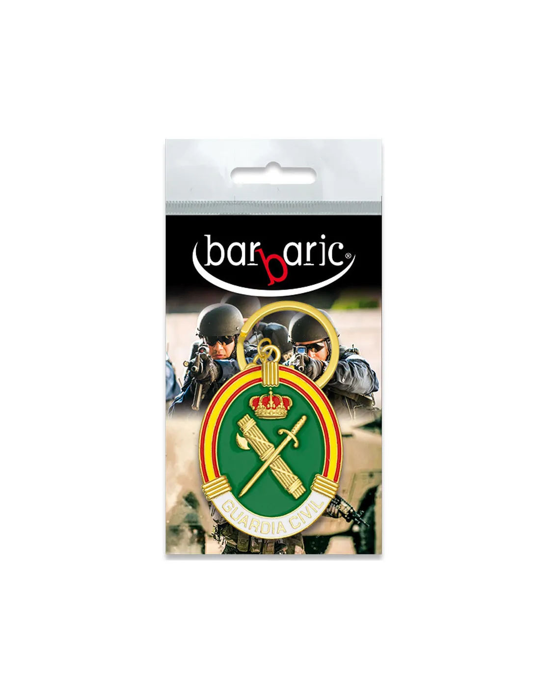 Porte-clés doré avec insignes et armes de la Garde civile espagnole ⚔️ Boutique