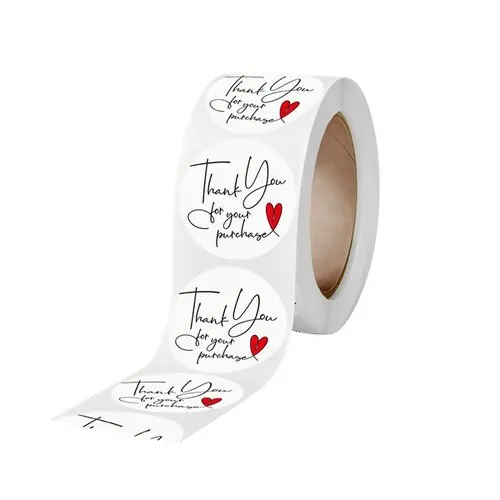 S11667700 pax 1 rouleau de 500 stickers ' thank you for your purchase' 25mm pour customisation boite cadeaux et scrapb