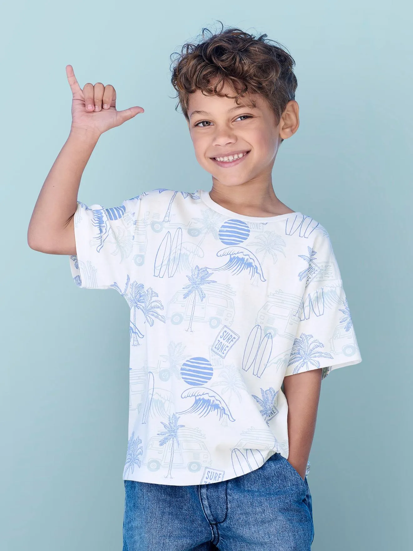Tee-shirt motifs graphiques vacances garçon blanc imprimé - Vertbaudet