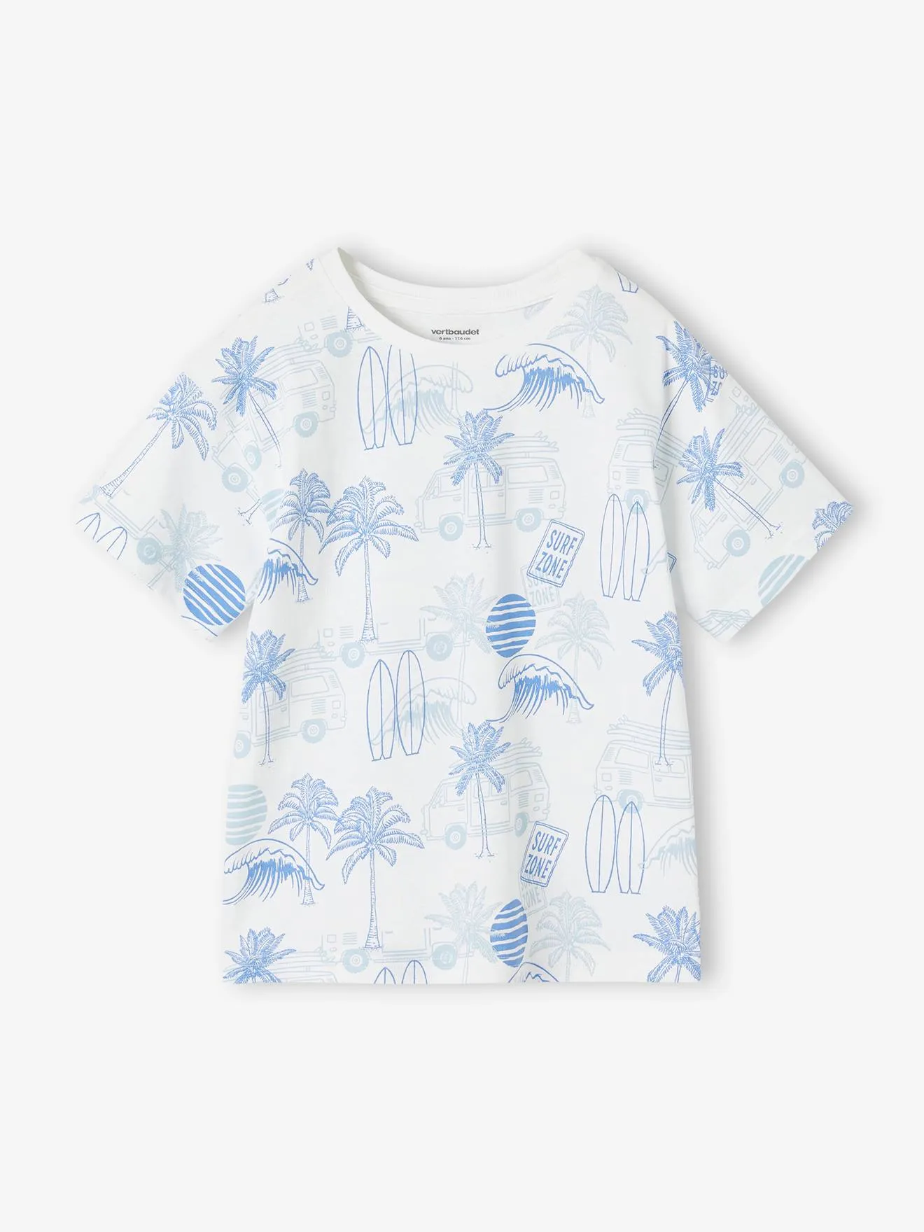 Tee-shirt motifs graphiques vacances garçon blanc imprimé - Vertbaudet